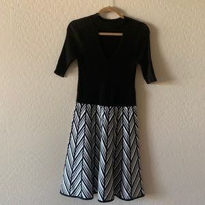 Candies Sweater Dress With A Chocker Neckline and Bottom Chevron Pattern